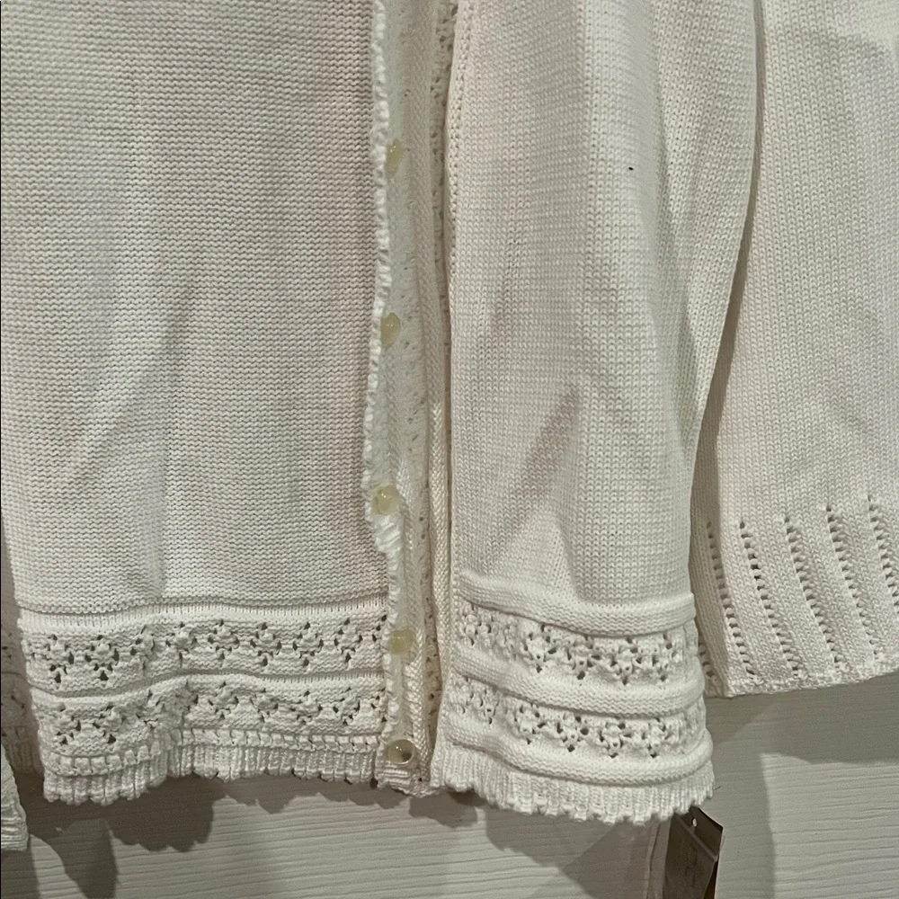 Notations Ivory Lace-Trim Cardigan - Picture 3 of 6